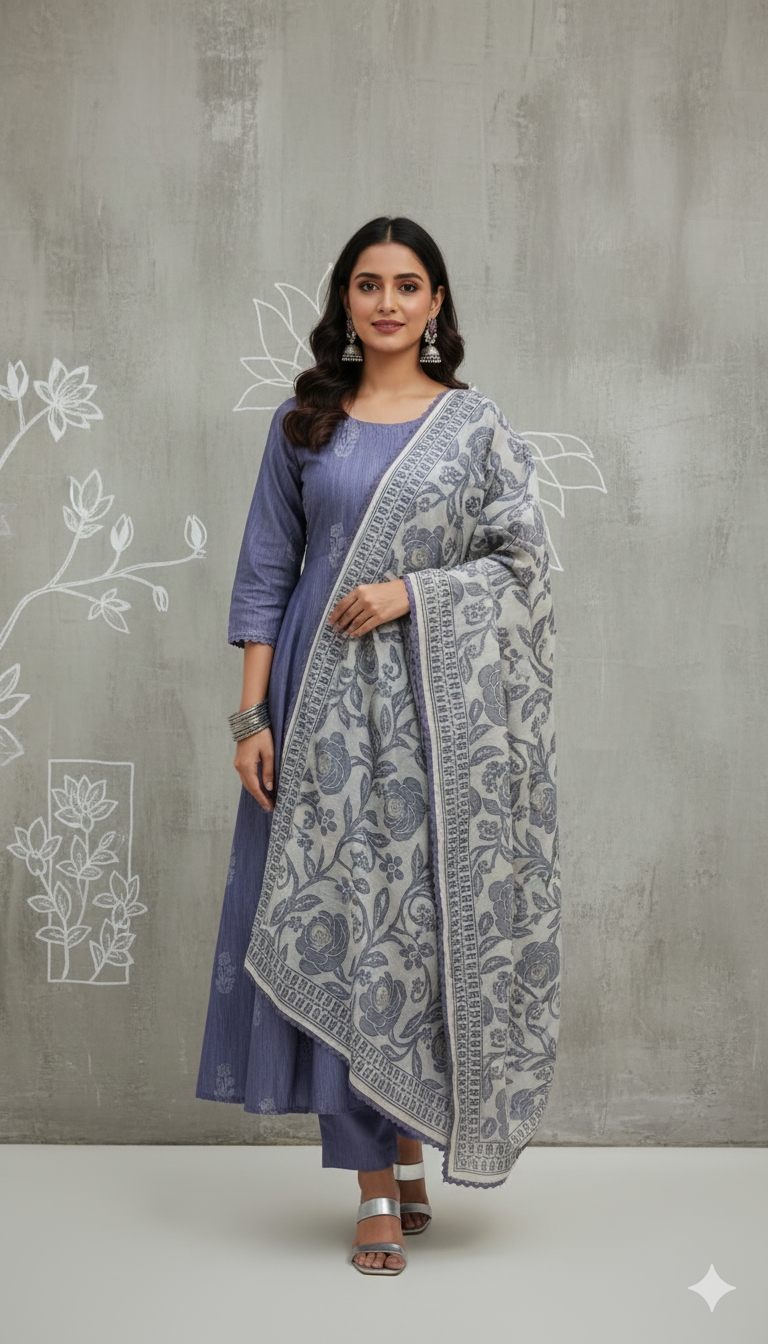 Tissue chanderi discharge print
