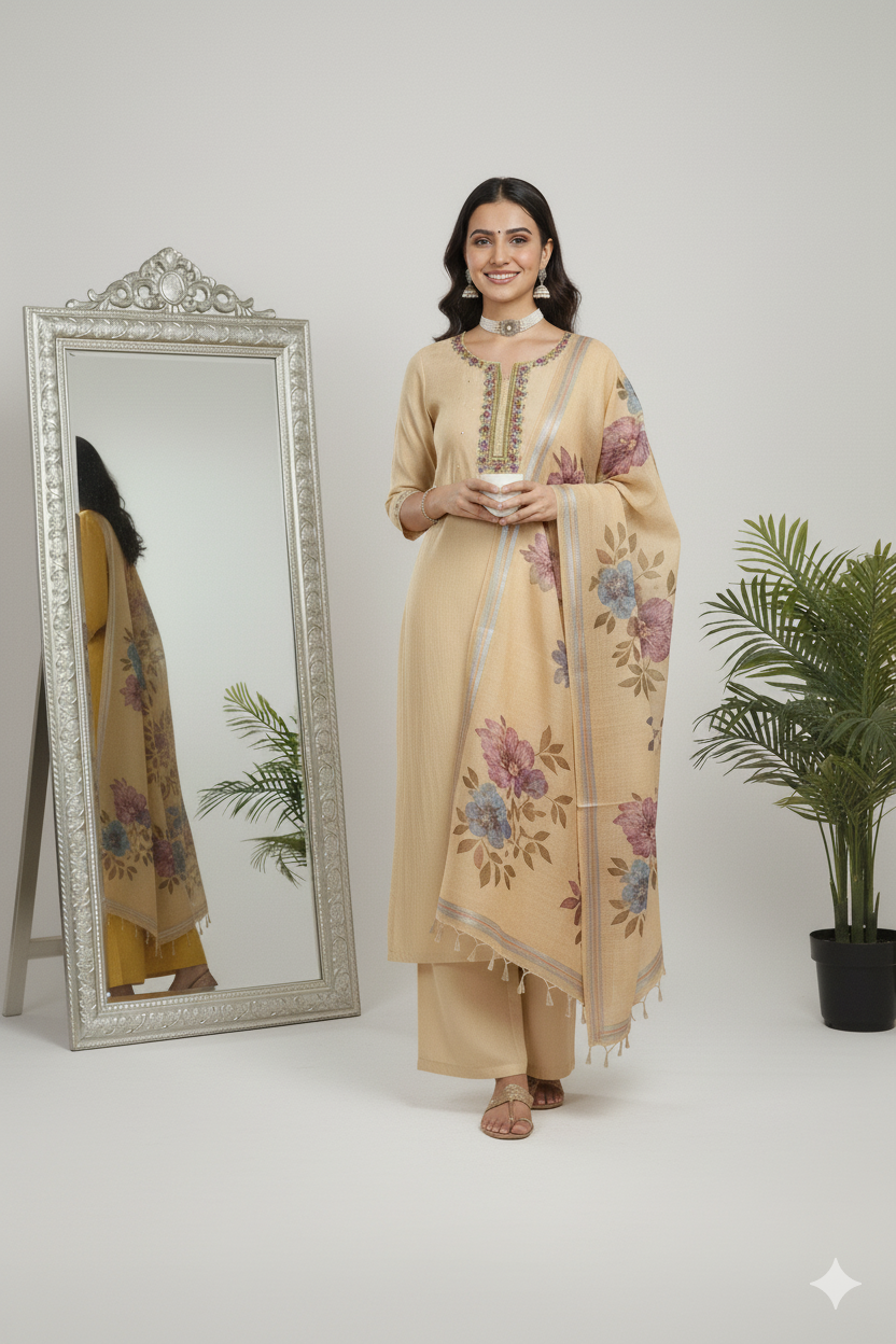 Cotton linen with handwork