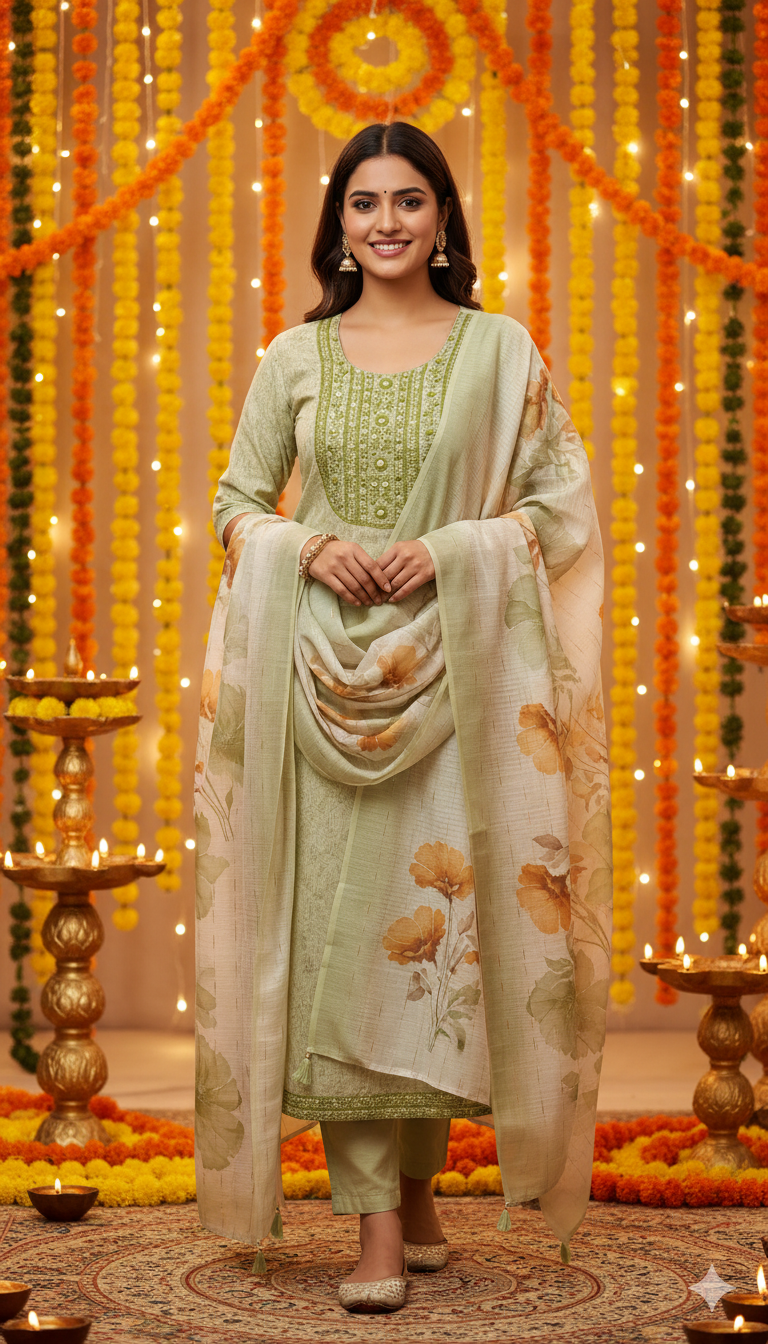 Cotton linen with handwork