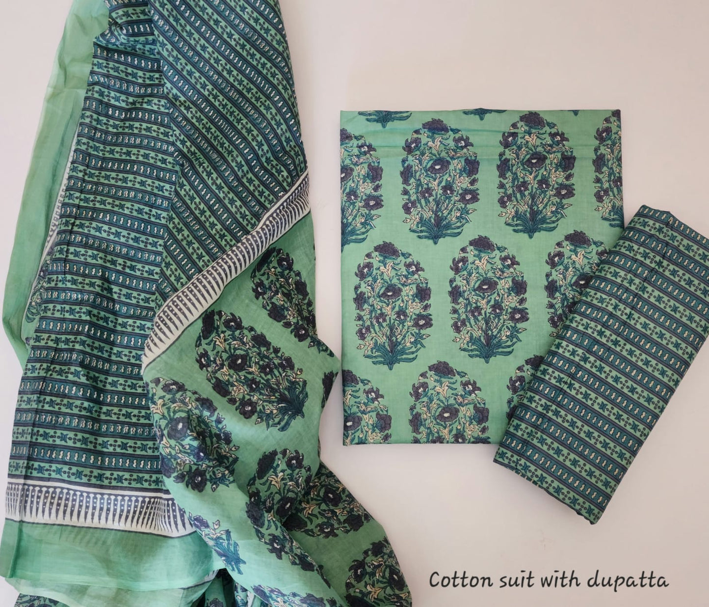 Sanganeri Cotton Dress Material With Dupatta