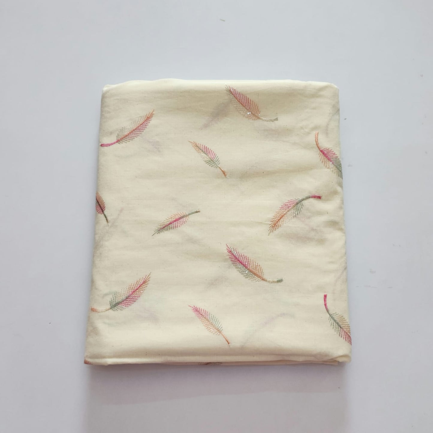 Cotton Fabric with Feather Work
