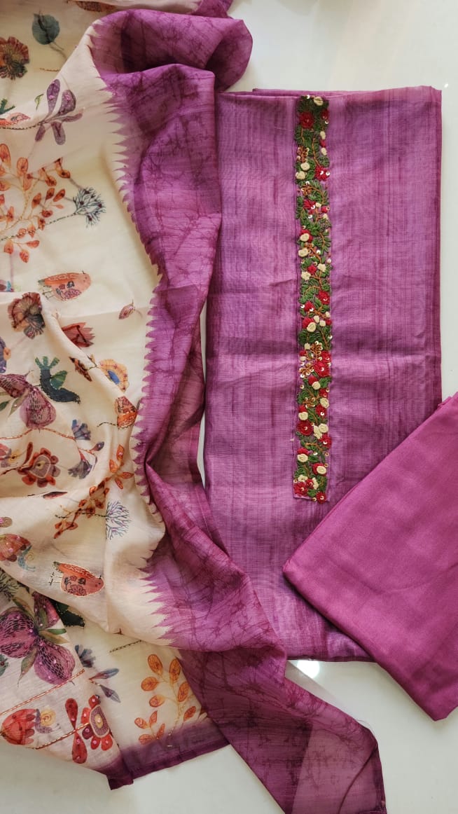 Chanderi silk dress material
