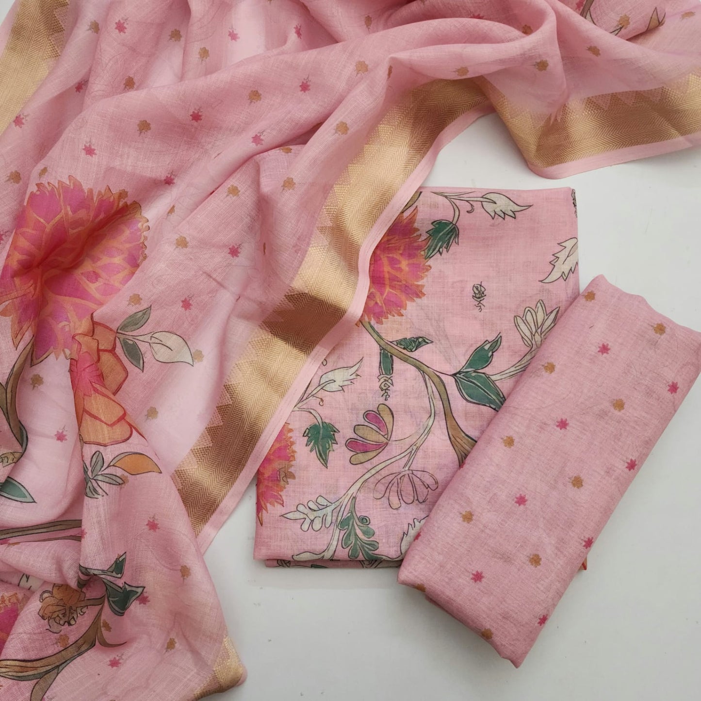 Linen Dress Material with Dupatta