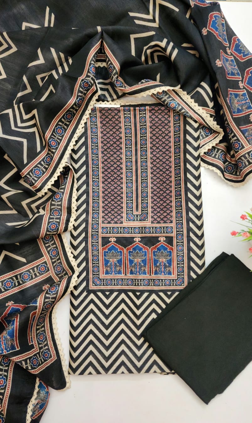 Semi raw silk dress material
