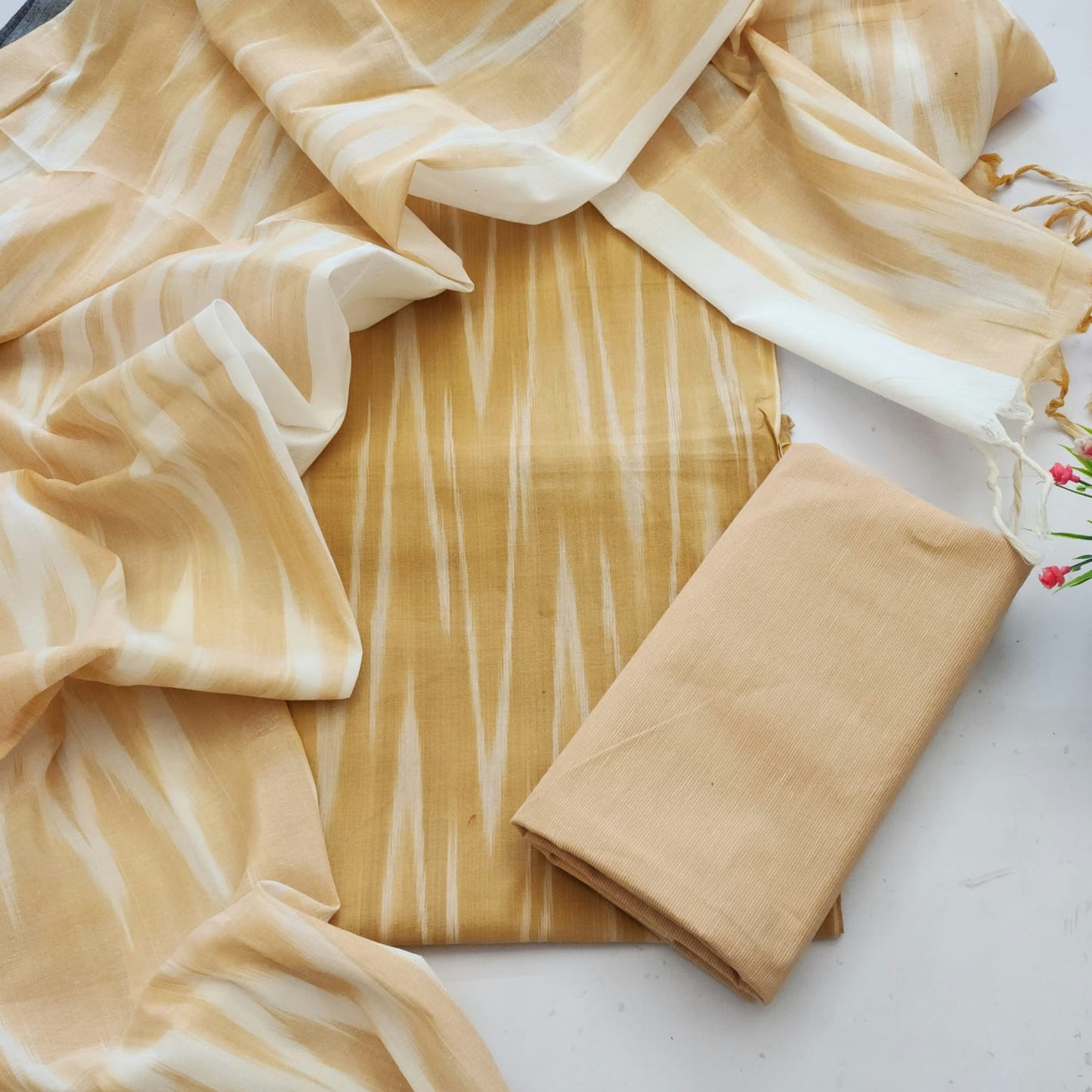 Single Ikkat Dress Material With Dupatta