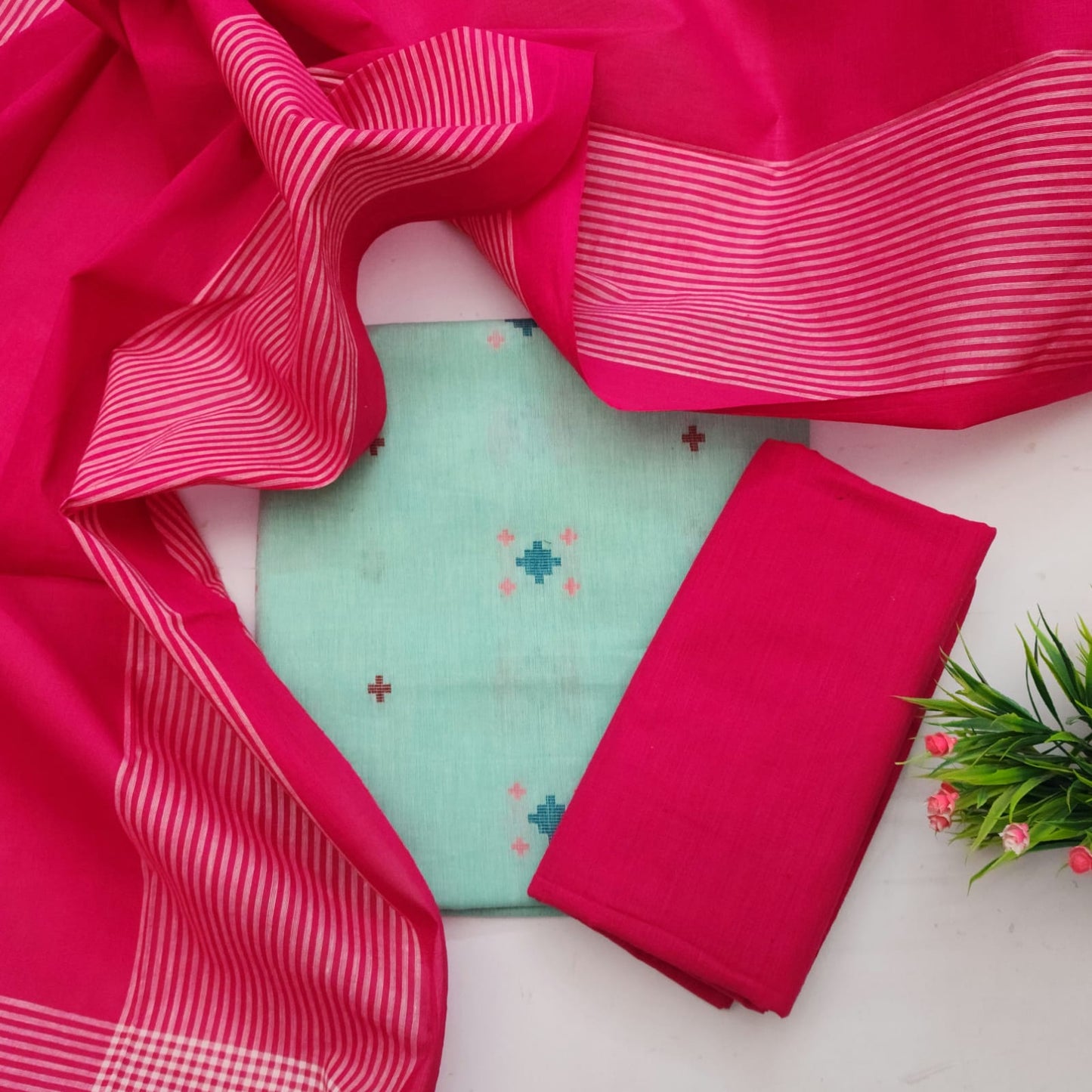 Single Ikkat Dress Material With Dupatta