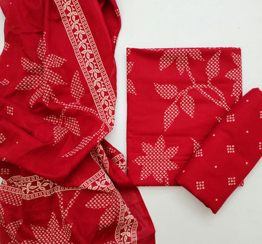Cotton Dress Material with Dupatta – 3 Piece Set