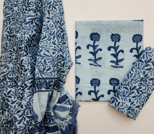 Cotton Dress Material with Dupatta – 3 Piece Set