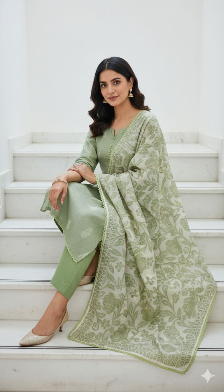 Tissue chanderi discharge print