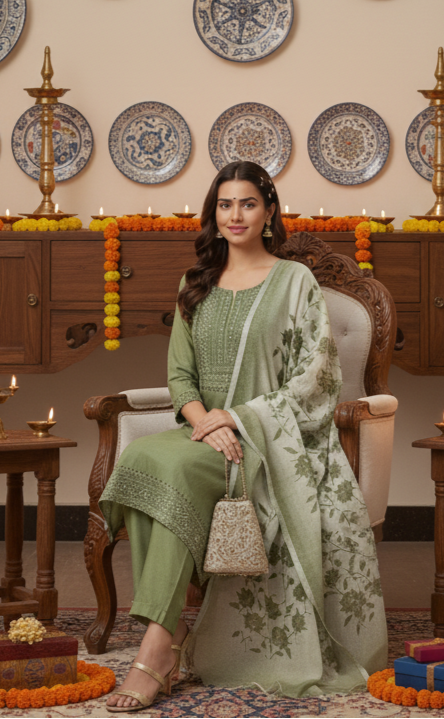 Cotton Linen Handwork Suit
