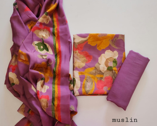 Muslin Dress Material With Dupatta