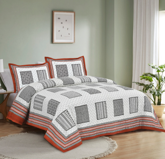 COTTON DOUBLE BEDSHEETS [1+2] KING SIZE