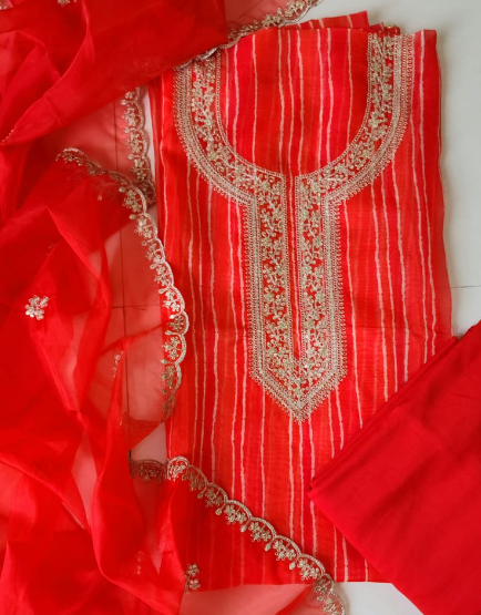 Soft organza with fine zari work