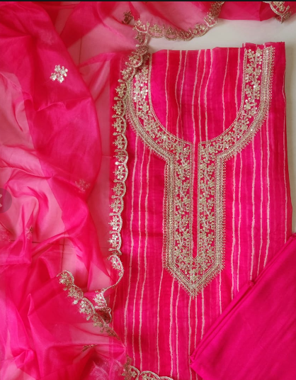 Soft organza with fine zari work