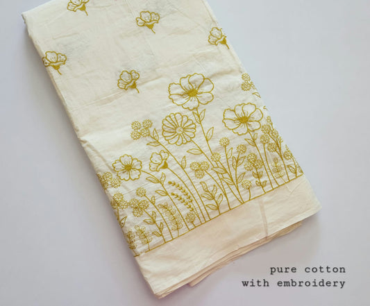 Cotton Fabric With Embroidery
