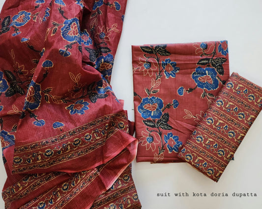 Cotton Dress Material With Kota Doria Dupatta