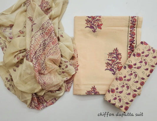 Premium Cotton Dress Material With Chiffon Dupatta