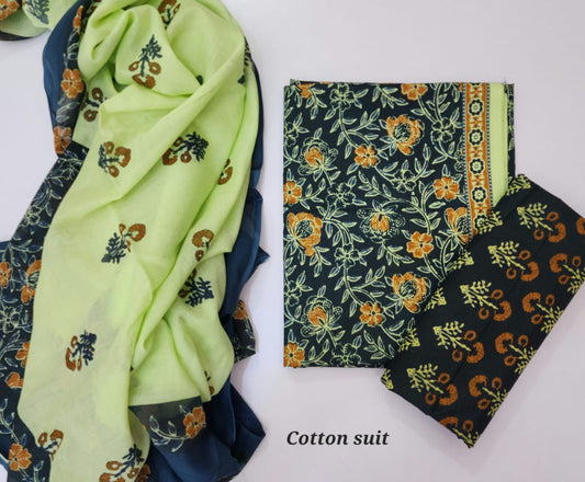 Sanganeri Cotton Dress Material With Dupatta