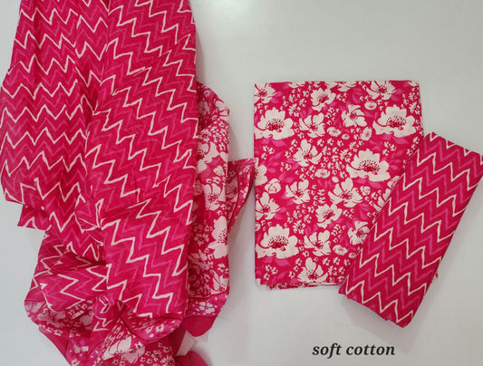 Sanganeri Cotton Dress Material With Dupatta