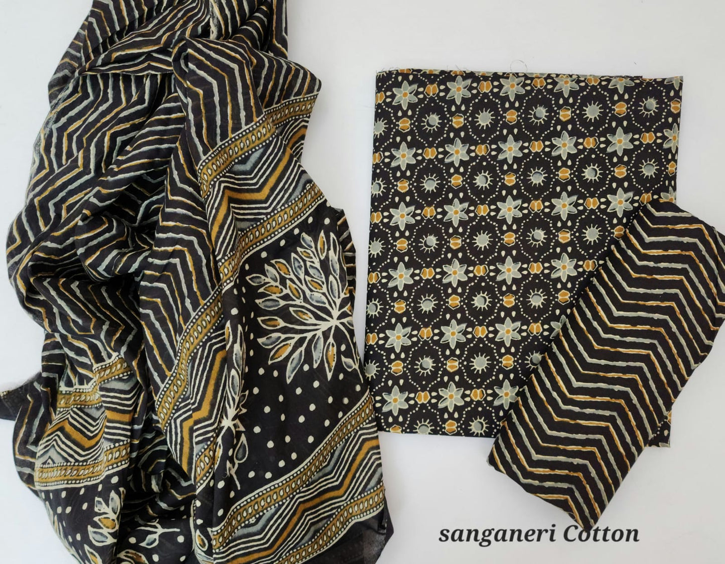 Sanganeri Cotton Dress Material With Dupatta