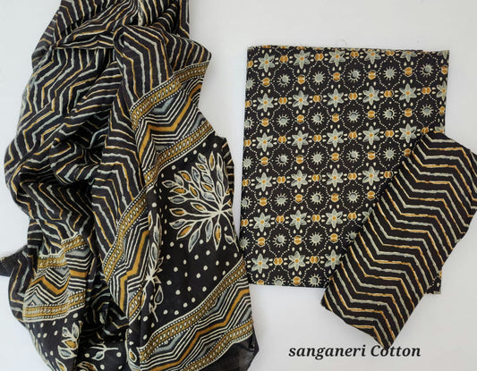 Sanganeri Cotton Dress Material With Dupatta