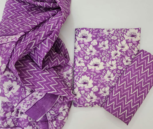 Sanganeri Cotton Dress Material With Dupatta