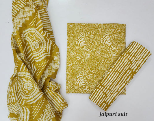 Sanganeri Cotton Dress Material With Dupatta