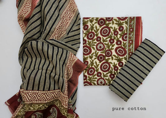 Cotton Hand Block Printed Dress Material
