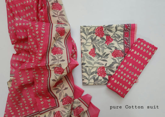 Cotton Hand Block Print Dress Material