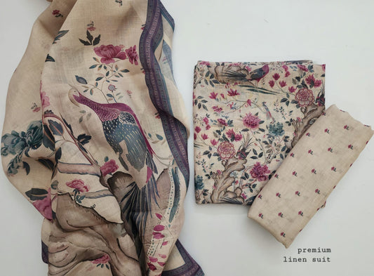 Linen Digital Printed Dress Material With Dupatta
