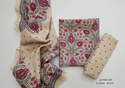 Linen Dress Material With Dupatta