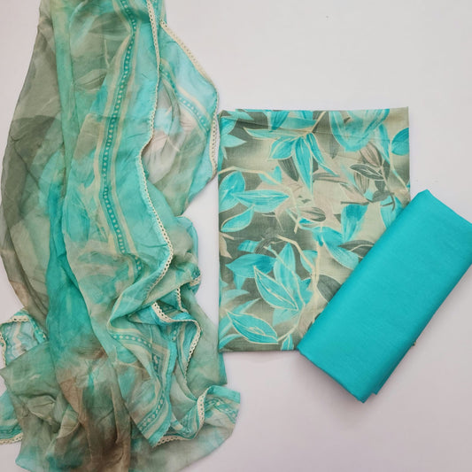 Digital Cotton Suit With Chiffon Dupatta