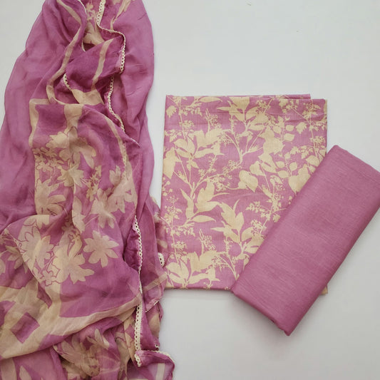 Digital Cotton With Chiffon Dupatta