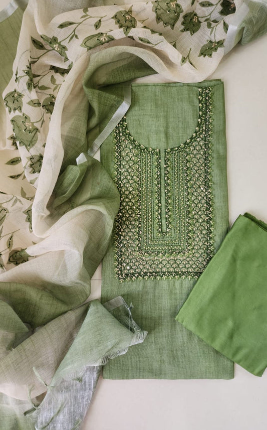 Cotton Linen Handwork Suit