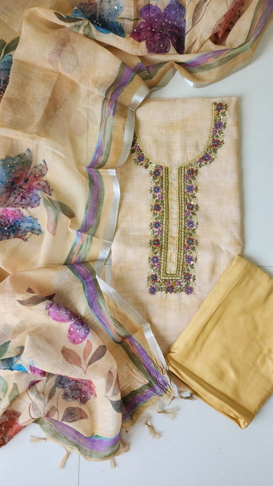 Cotton linen with handwork