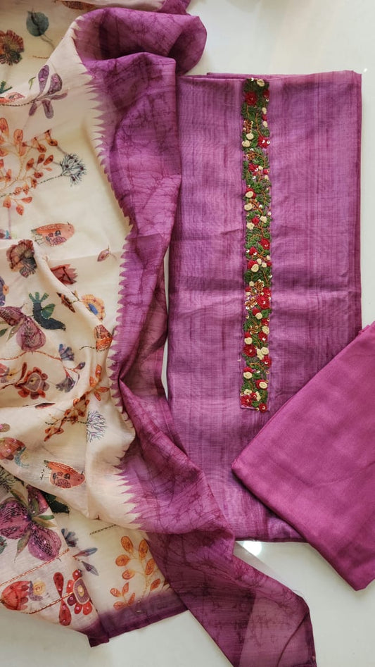 Chanderi silk dress material