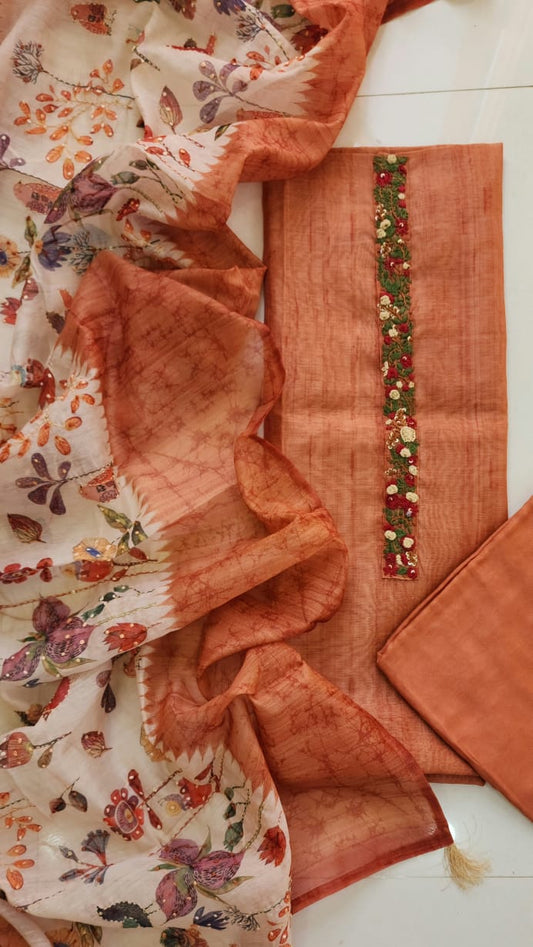 Chanderi silk dress material