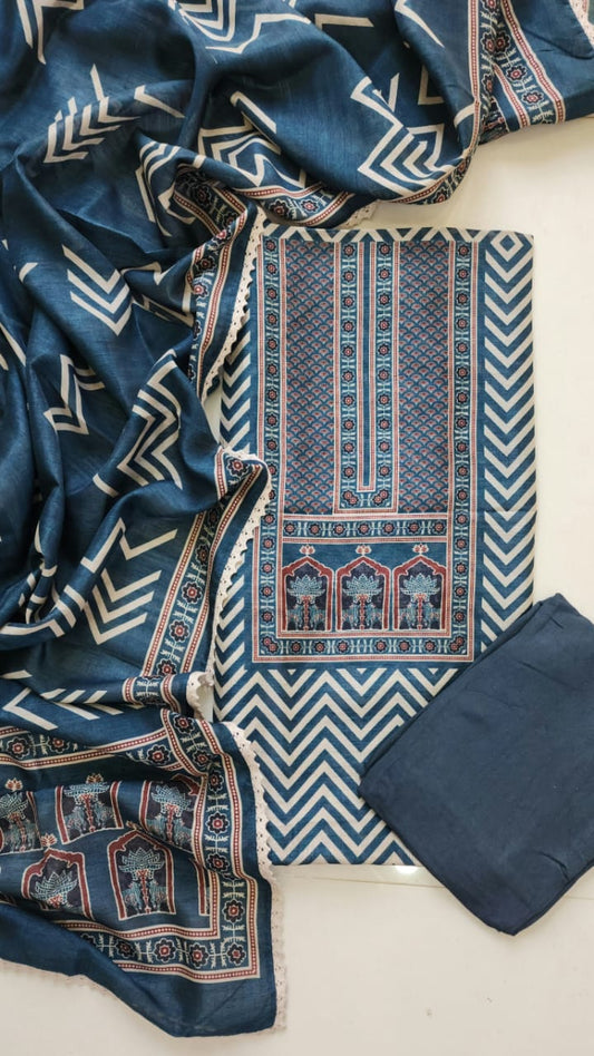 Semi raw silk dress material