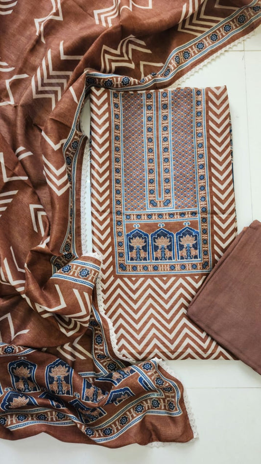 Semi raw silk dress material