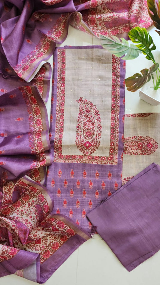 Semi raw silk with Handwork