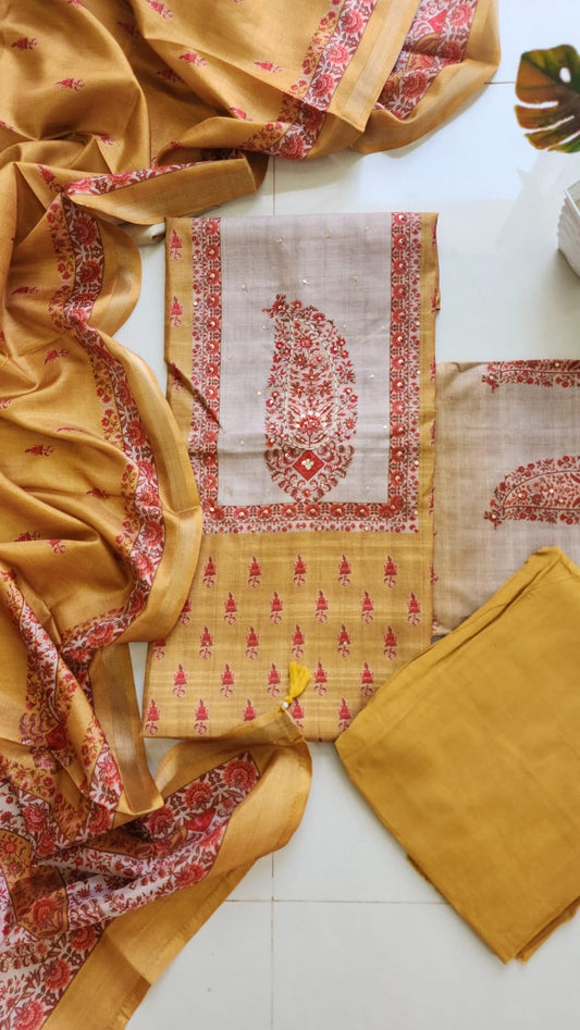 Semi Raw Silk with Handwork