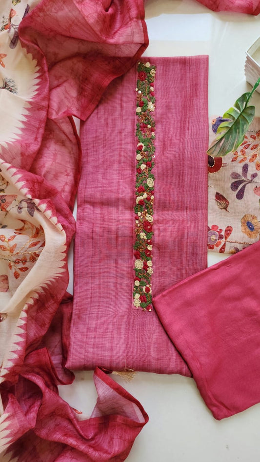 Chanderi silk dress material