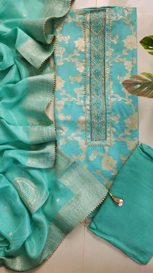 CHANDERI SILK SUIT WITH WORK