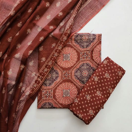 Cotton Dress Material With Kota Doria Dupatta