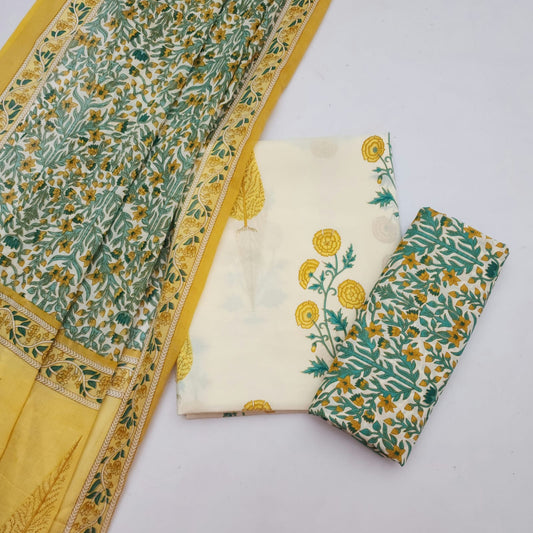 Sanganeri Cotton Dress Material With Dupatta
