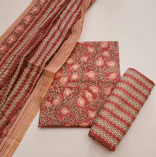 Sanganeri Cotton Dress Material With Dupatta