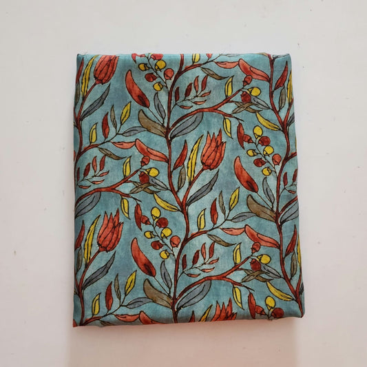 Pure Muslin Kalamkari Printed Running Fabric