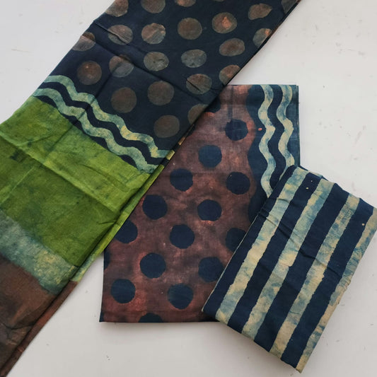 Nashpal Ajrakh Dress Material With Dupatta