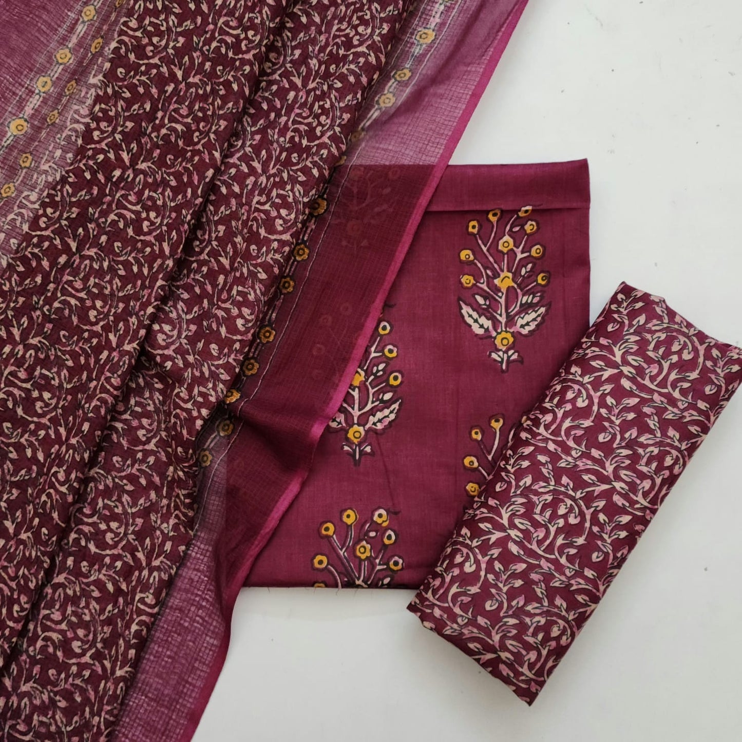 Cotton Dress Material With Kota Checks Dupatta
