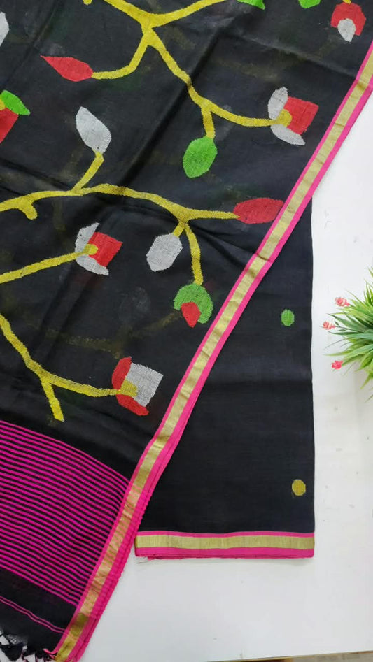 Linen Jamdani Needle Work Suit